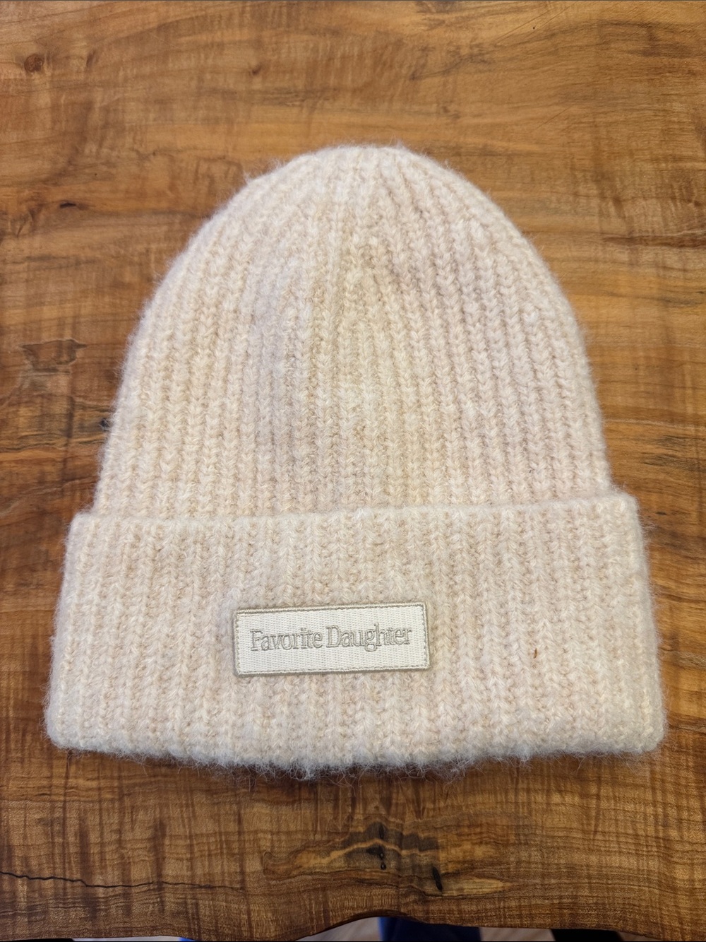 Favorite Daughter Soft Cream Ribbed Knit Hat
